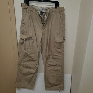 Aeropostale Pants Mens 36L  (36×30) Cargo Beige Baggy Skater Heavy Pockets Y2K
